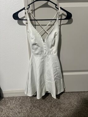Lulus Women's White V-Neck Strappy Skater Dress